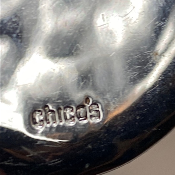 Chico's Silver Textured Geometric Earrings - Picture 2 of 4